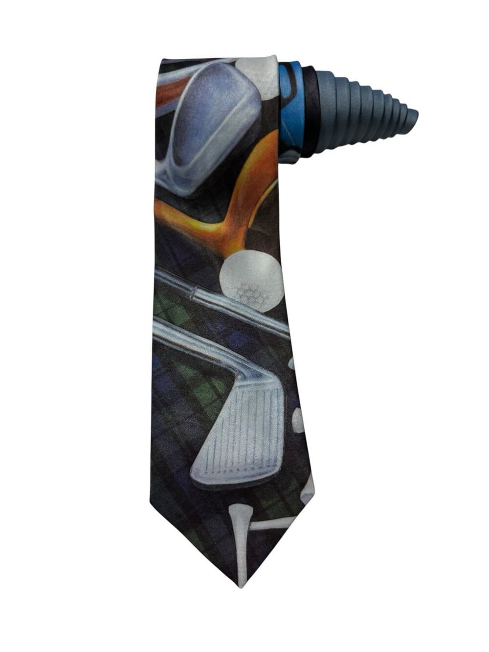 Ralph Marlin Golf Plaid Clubs Putter 1993 Vintage Necktie Polyester